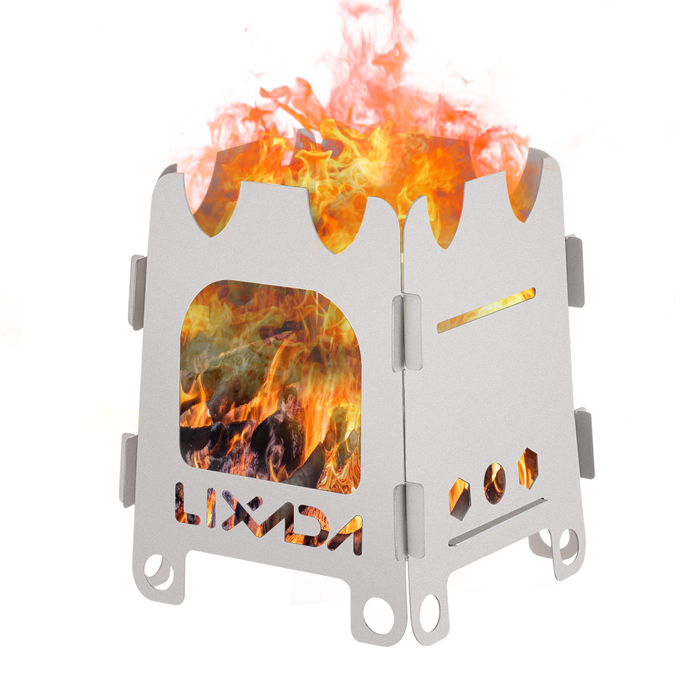 Outdoor Camping Wood Stove - Lixada titanyum/paslanmaz çelik açık kamp sobası