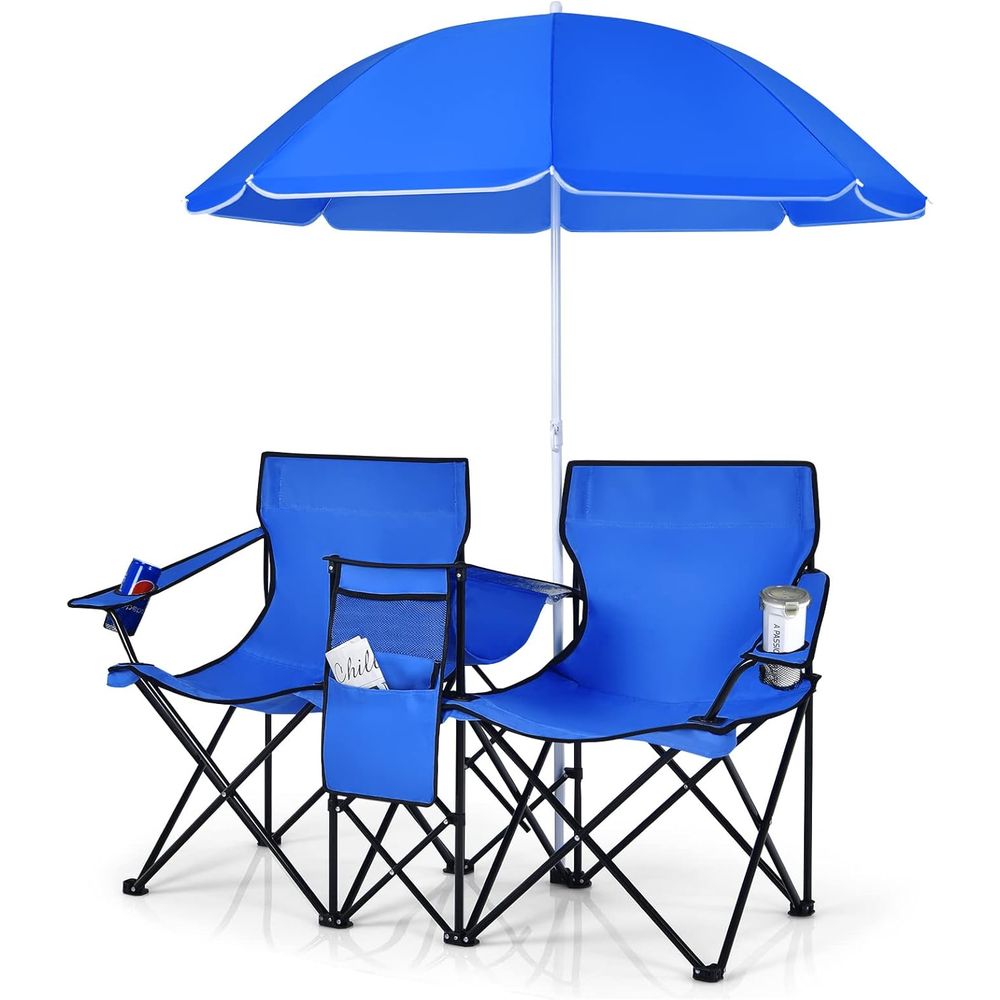 Outdoor Camping Umbrella - Çıkarılabilir Şemsiyeli, Soğutuculu ve Bardak Tutuculu,