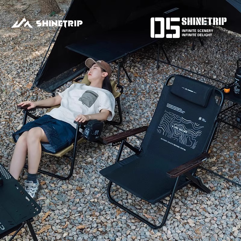 Outdoor Camping High Chair - ShineTrip Açık Hava Katlanır Şezlong Taşınabilir