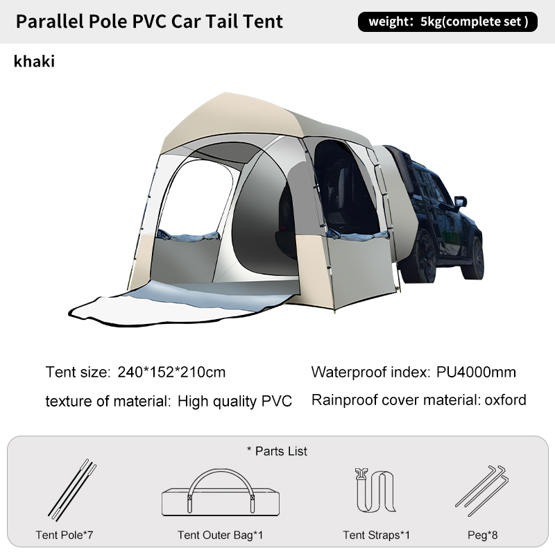Outdoor Camping Van Tent - 3 Kişilik Her Mevsim Kamp Şeffaf