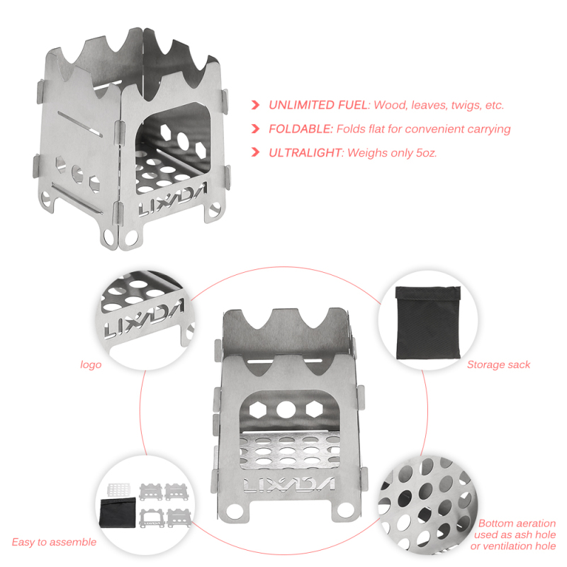 Lixada titanyum/paslanmaz çeli - Outdoor Camping Wood Stove incelemesi ve fiyatı