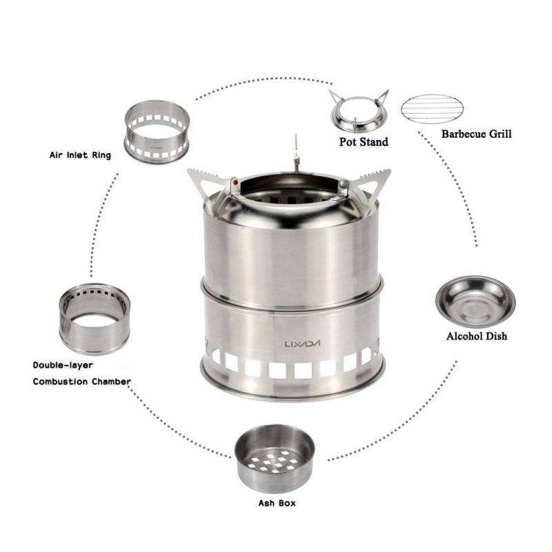 Lixada paslanmaz çelik odun so - Outdoor Camping Wood Stove incelemesi ve fiyatı