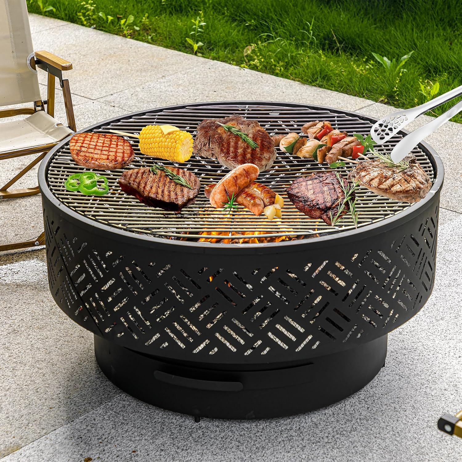 32 İnç Yuvarlak Metal Odun Yak - Outdoor Camping Cooking Table incelemesi ve fiyatı