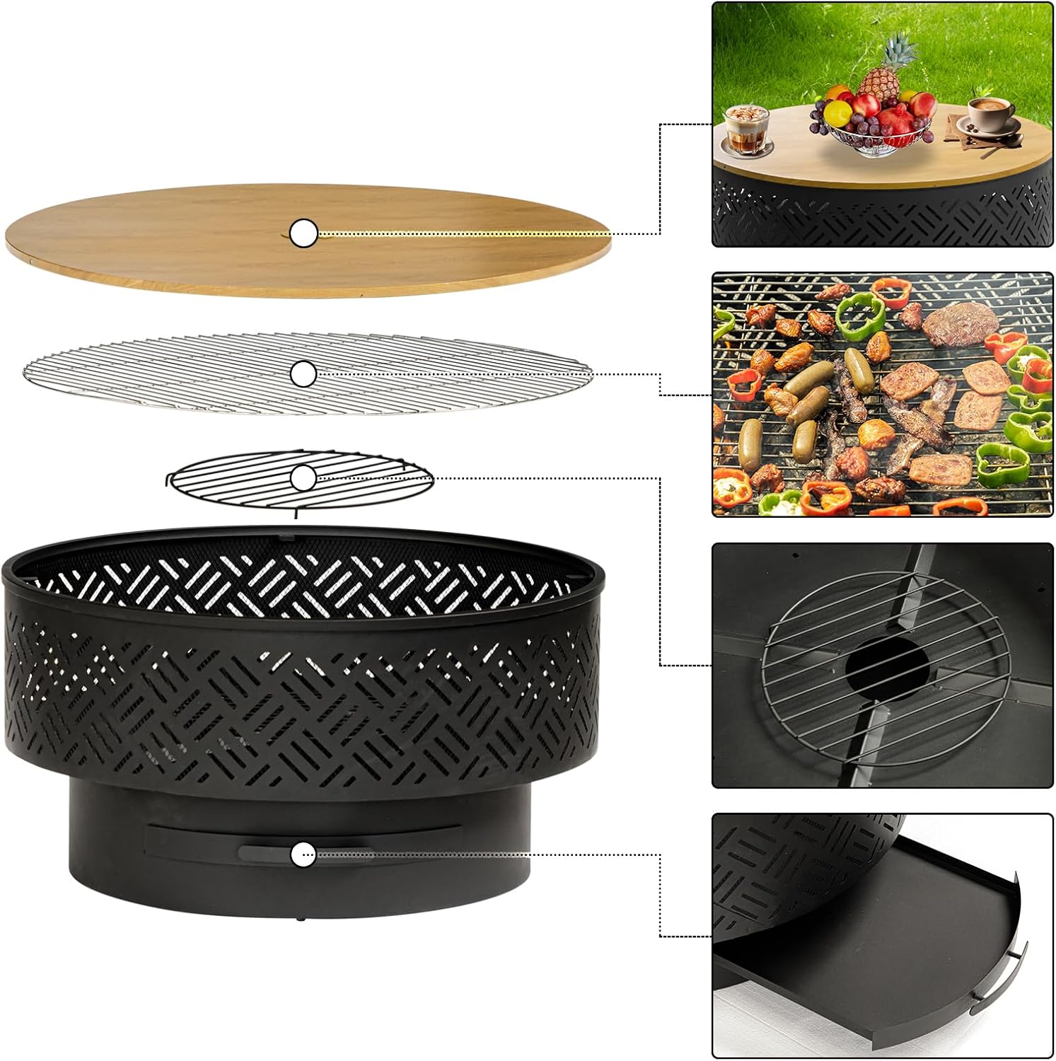 32 İnç Yuvarlak Metal Odun Yak - Outdoor Camping Cooking Table incelemesi ve fiyatı